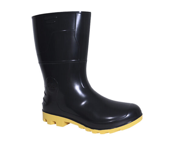 bota pvc preta e amarela cano médio
